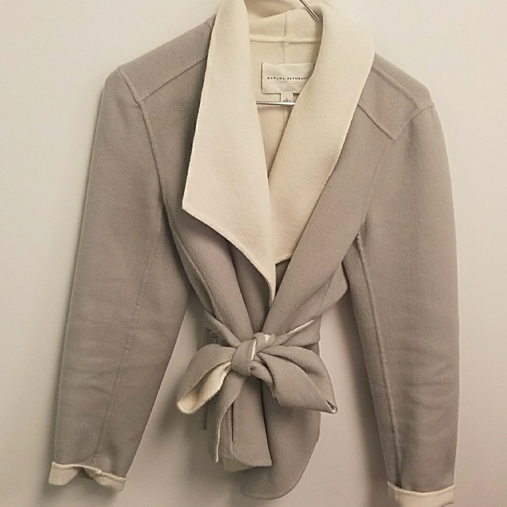 Banana Republic gray & cream soft wool coat